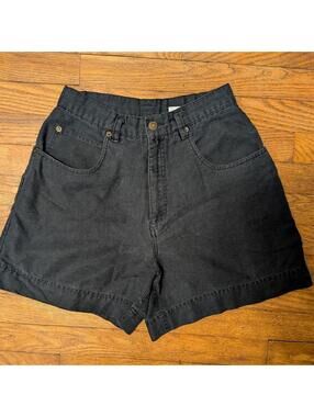 90s Westbound High Waisted Linen Blend Shorts Washed Black Size 8